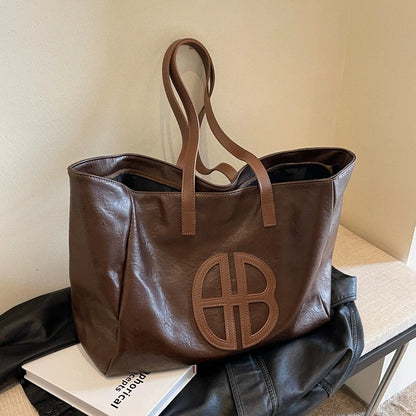 Large Faux Leather Tote Bag for Women – Vintage Soft Style
