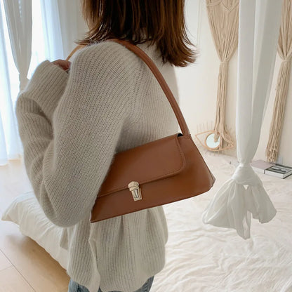 Women's Leather Shoulder Bag – Soft Faux Leather Clutch Handbag