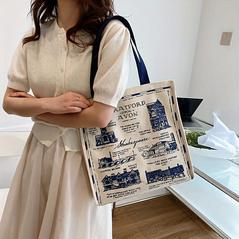 Canvas Tote Bag – Large Literary Shakespeare Shoulder Bag