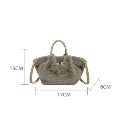 Faux Mink Fur Plush Tote Bag for Women