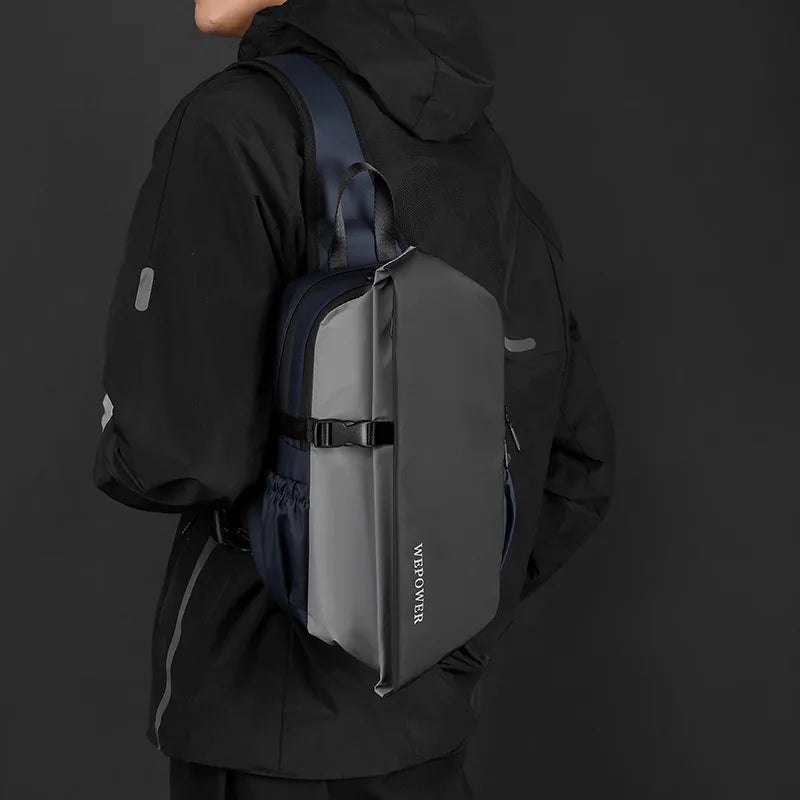 Men S Shoulder Bag Korean Version Large Capacity Chest Safety Reflective Strip Commuting Nylon