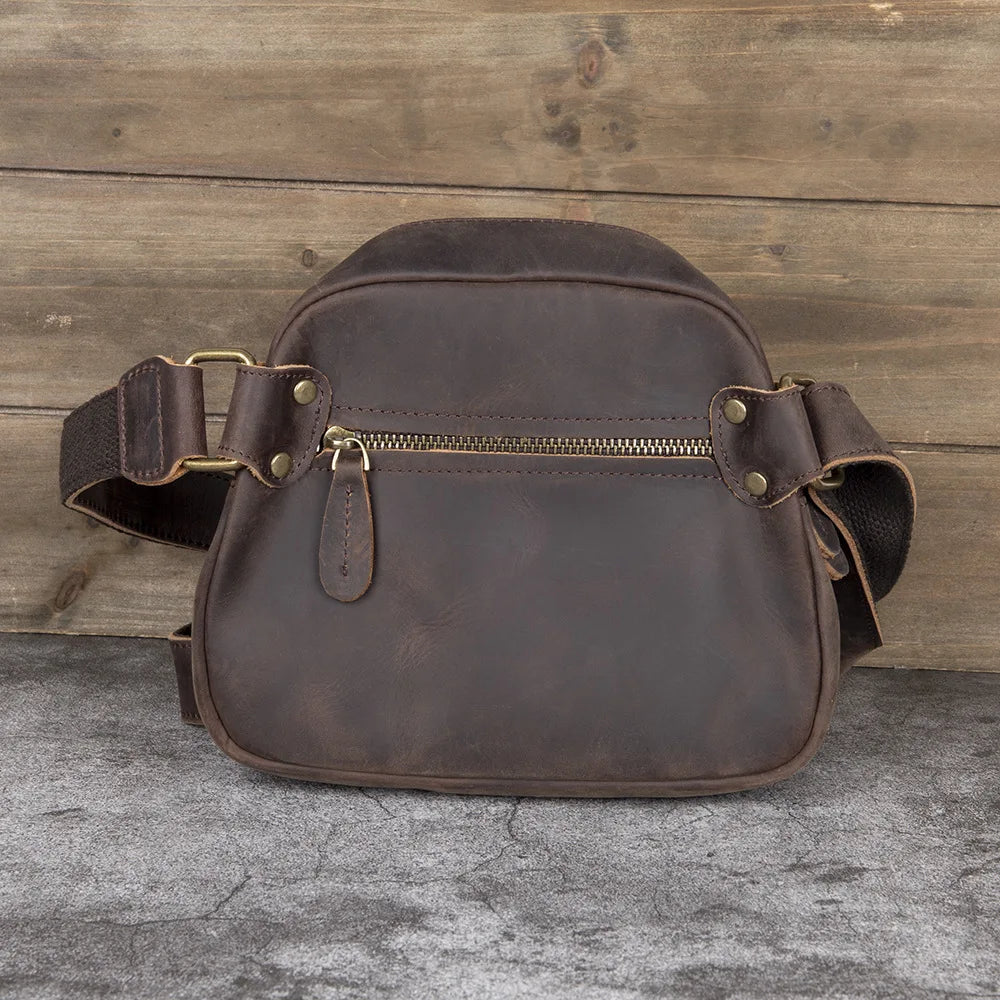 Crazy Horse Cowhide Men S Women Retro Crossbody Bag