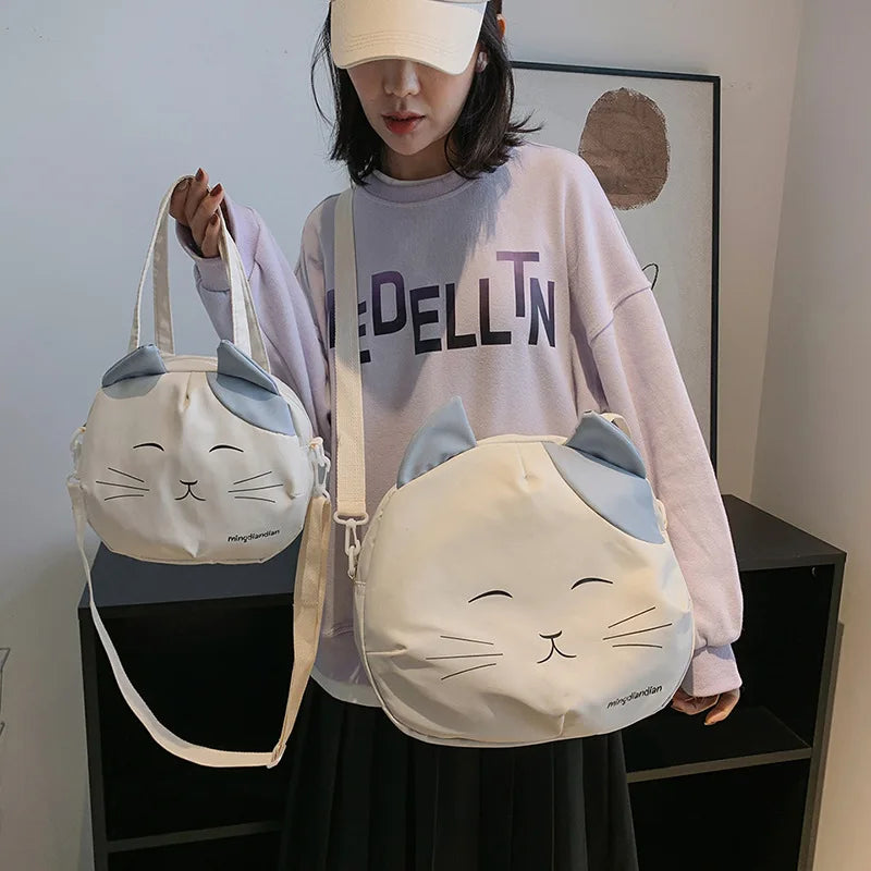 Cute Cat Tote Bag – Lightweight Shoulder Bag for Teen Girls