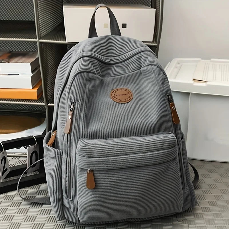 Women's Corduroy Backpack – Large Capacity Casual Daypack
