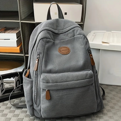 Women's Corduroy Backpack – Large Capacity Casual Daypack