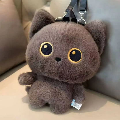 Kawaii Cat Plush Backpack – Cute Stuffed Kitten Shoulder Bag