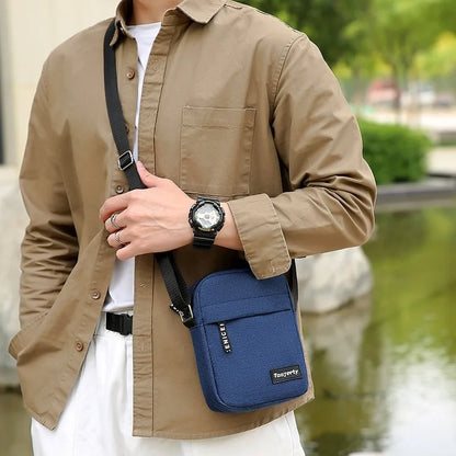 Men S Small Trendy Shoulder Bag Small Messenger Bag Simple Nylon Mobile Phone Bag