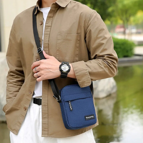 Men S Small Trendy Shoulder Bag Small Messenger Bag Simple Nylon Mobile Phone Bag