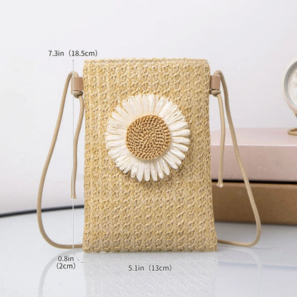 Flower Woven Crossbody Bag – Women's Mini Phone Purse