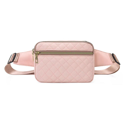 Waist Bag Women Embroidery Line Rhomb Shoulder Cross-Body Leisure All Match Breast Large Capacity