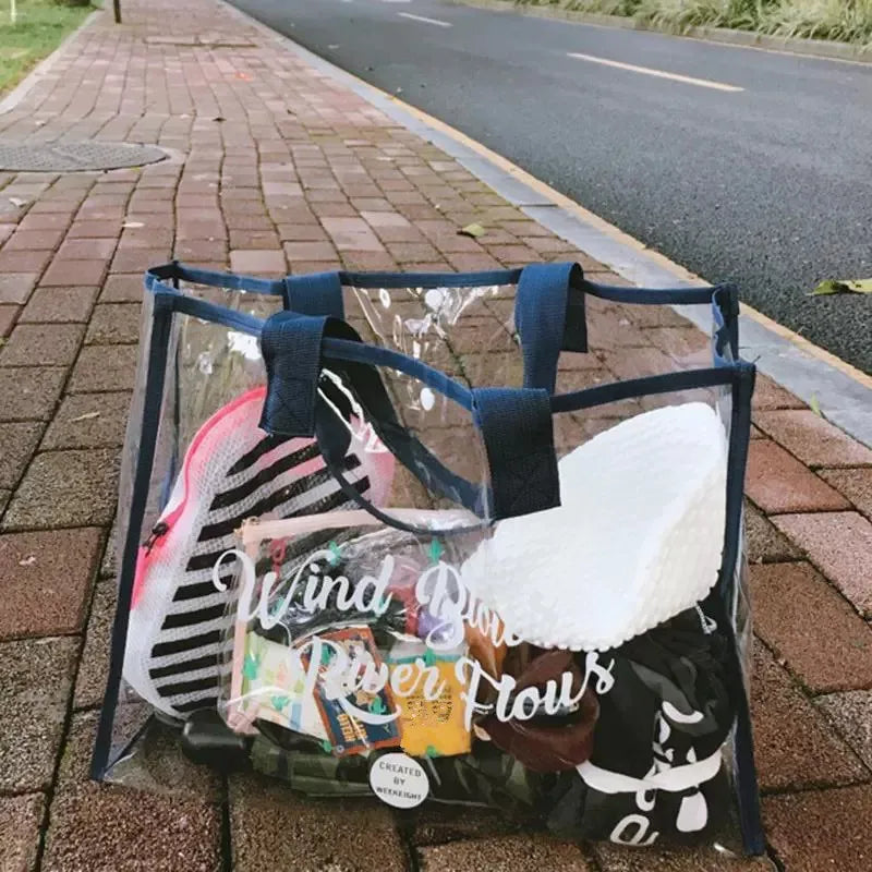 Clear PVC Beach Bag – Large Waterproof Transparent Tote for Swimming & Travel