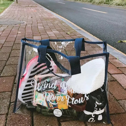 Clear PVC Beach Bag – Large Waterproof Transparent Tote for Swimming & Travel