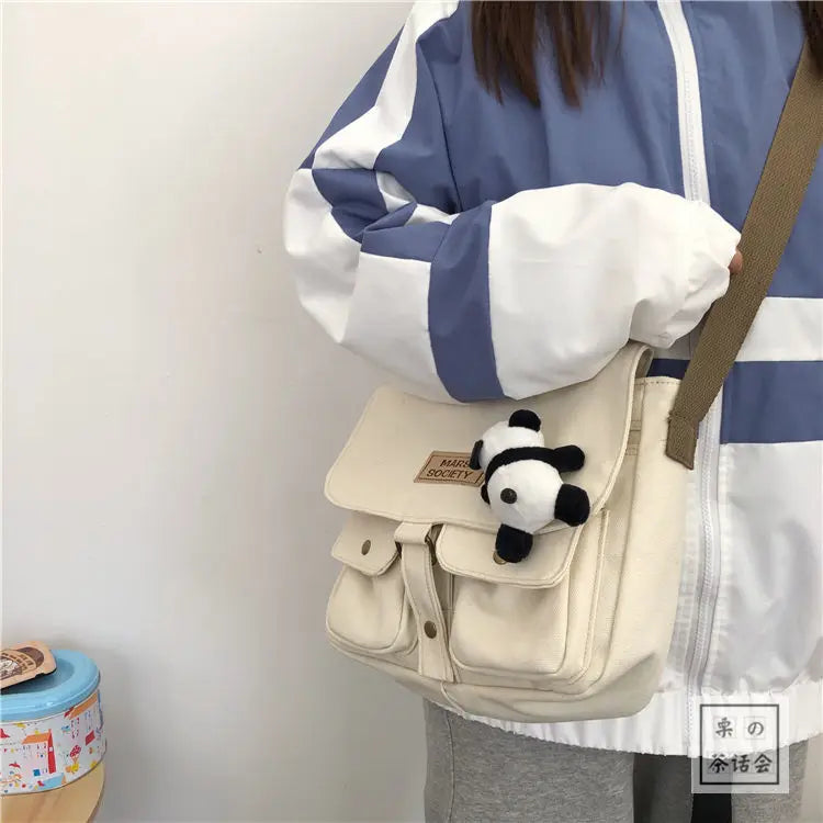 Simple Messenger Bag Women Postman Diagonal Crossbody Lady Student Canvas Schoolbag Version Ladies