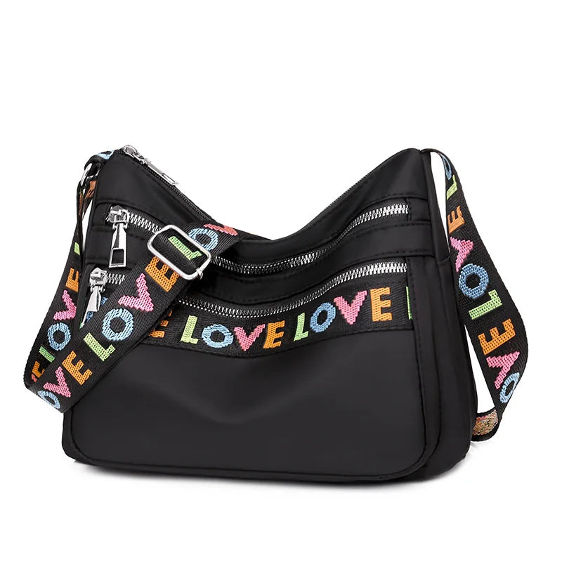 Letter Pattern Crossbody Bag – Large Capacity Oxford Shoulder Bag