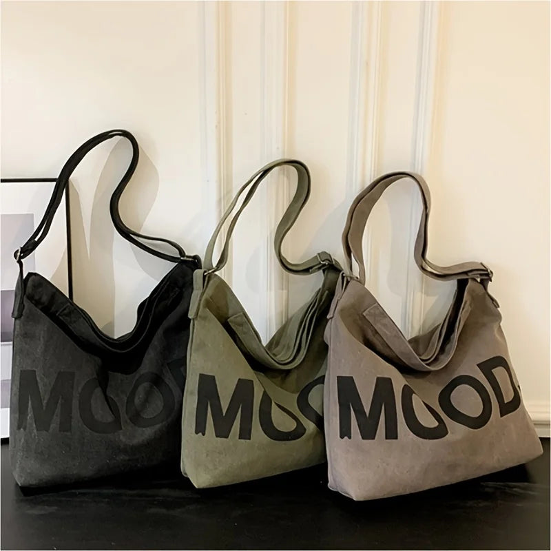 South Korean Student Capacity Letter Canvas Toth Bag Simple Versatile One-Shoulder Messenger