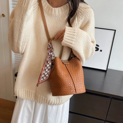 Crocodile Embossed Crossbody Bag with Silk Scarf & Top Handle