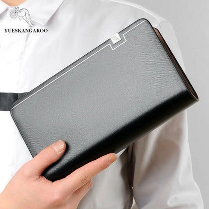 Men S Hand-Held Fashionable Business Double-Zipper Wrist Large-Capacity Multi-Slot Multi-Functional