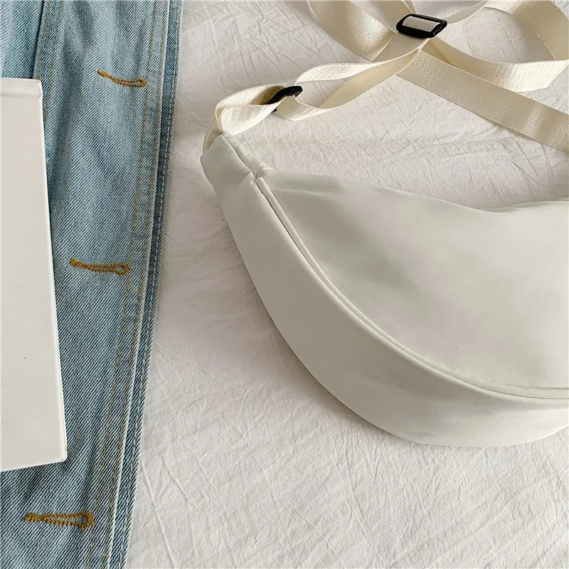 Homefish Women S Nylon Large-Capacity Dumpling Shoulder Bag Solid Color Simple Casual Handbag Daily