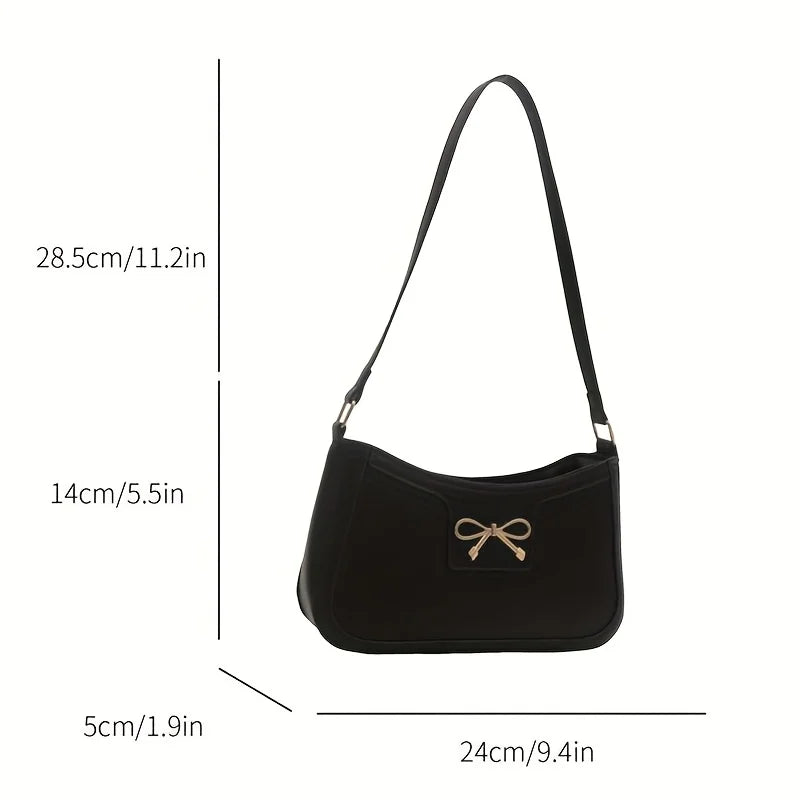 Bow Detail Shoulder Bag for Women – Chic Leather Underarm Purse