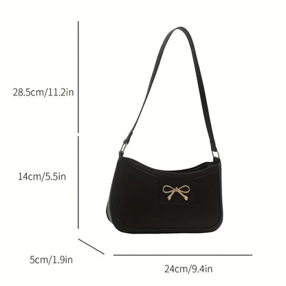 Bow Detail Shoulder Bag for Women – Chic Leather Underarm Purse
