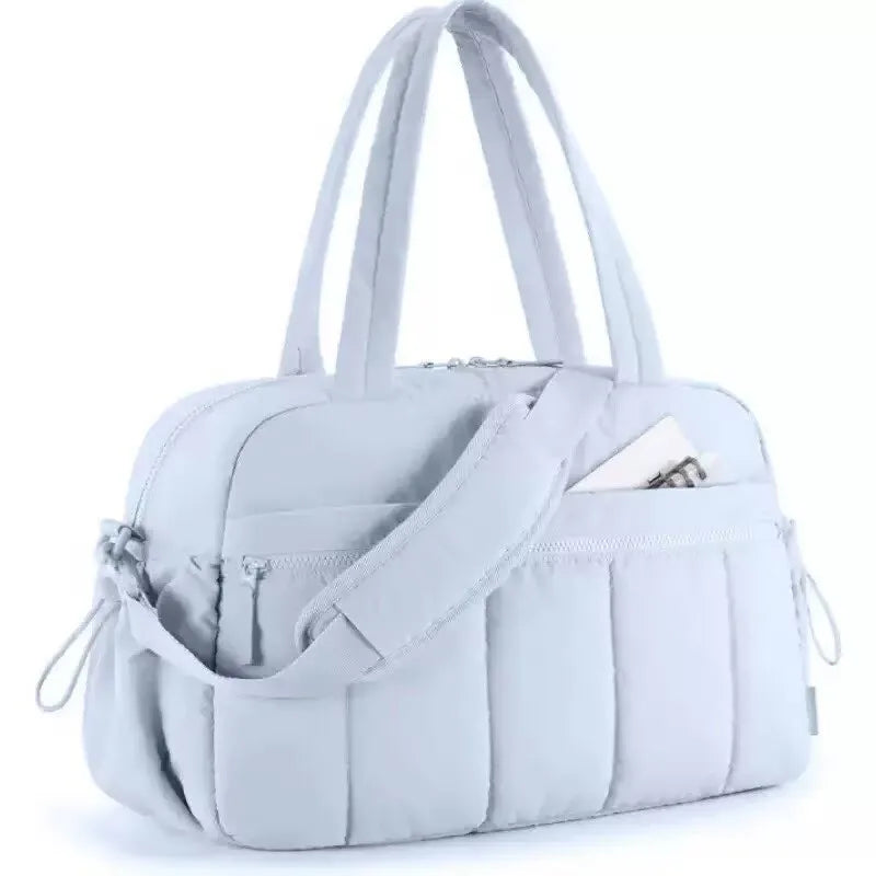 Quilted Duffle Bag for Women – Gym Tote with Crossbody Strap