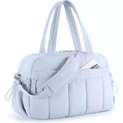 Quilted Duffle Bag for Women – Gym Tote with Crossbody Strap