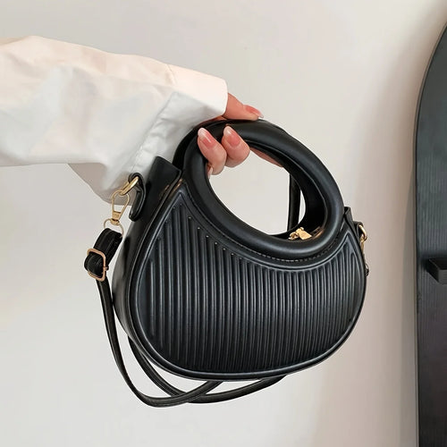 Luxury Look Shoulder Bag Everyday Use Chic Stripe Design Crossbody Bags Women Elegant Synthetic