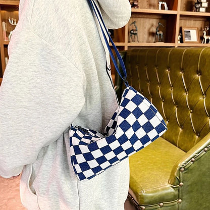 Checkered Crossbody Shoulder Bag – Large Capacity Messenger