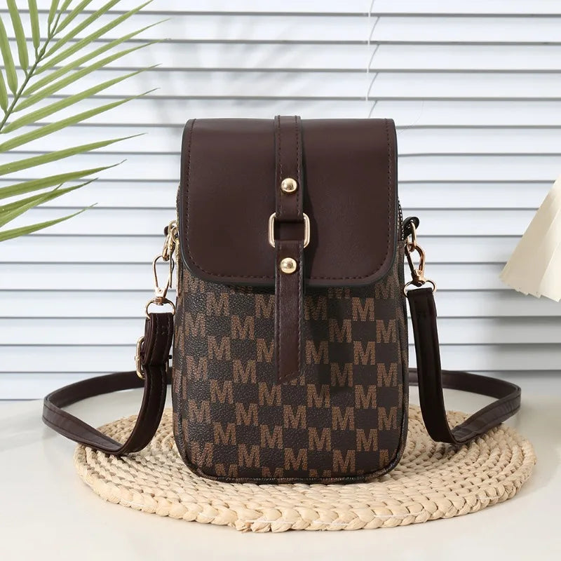 Monogram Mini Crossbody Bag – Flap Purse with Gold Hardware