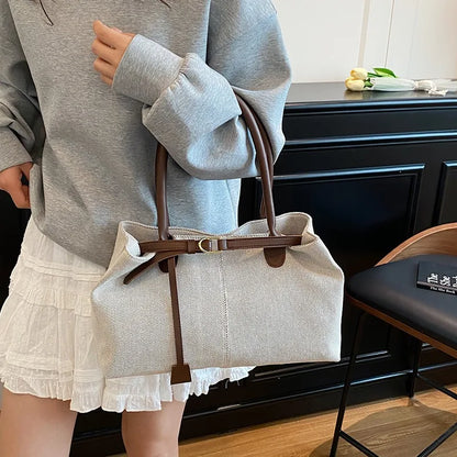 Large Capacity Canvas Tote Bag for Women – Retro Shoulder Handbag