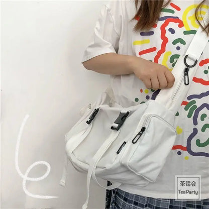 Harajuku Canvas Crossbody Bag – Women's Large Capacity Messenger Bag