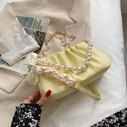 Pearl Pleated Cloud Underarm Bag Versatile Large-Capacity Single-Shoulder Crossbody Bag