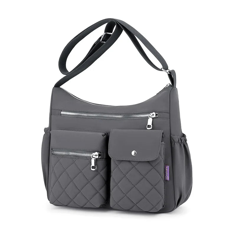 Quilted Shoulder Bag for Women – Multi-Pocket Crossbody Tote Purse
