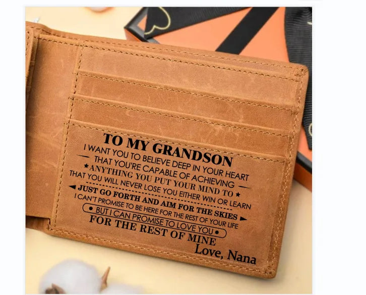 Real Leather Light Short Men S Wallet Multi Card Money Clip Laser Engraving Gift