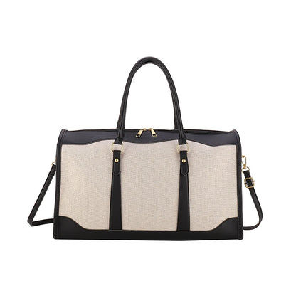 Large Travel Duffle Bag for Women – Vintage Canvas & PU Leather Weekender