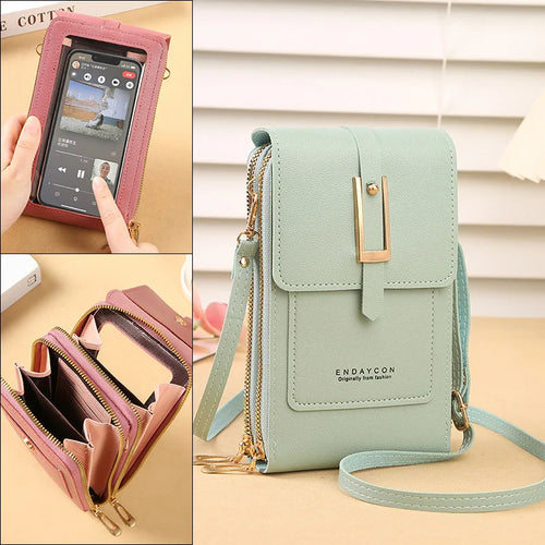 Women's Mini Crossbody Phone Bag with Touchscreen Window