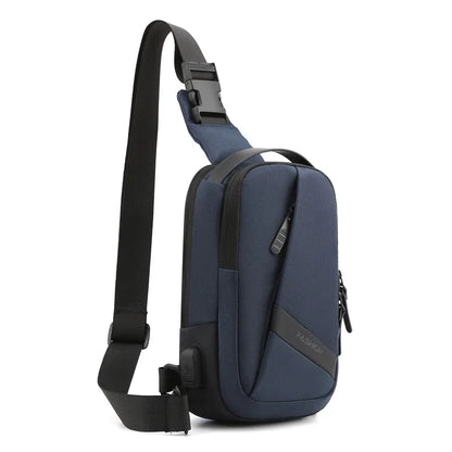 Men S Large Capacity Single Shoulder Chest Pack Usb Charging Backpack Oblique Cross Waterproof
