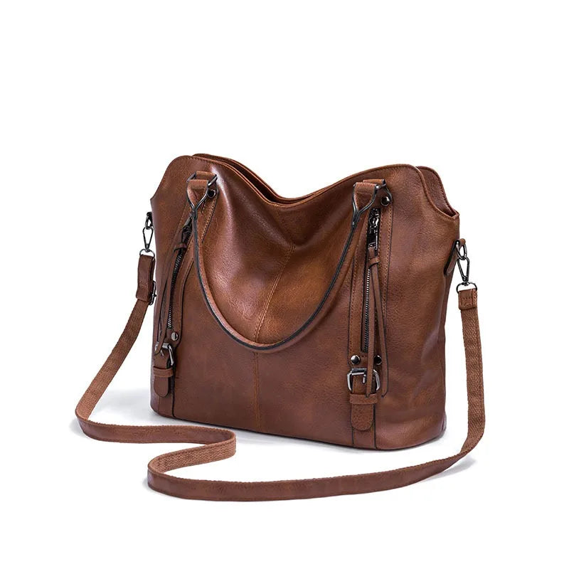 Women's PU Leather Tote Bag with Crossbody Strap & Wristlet Purse