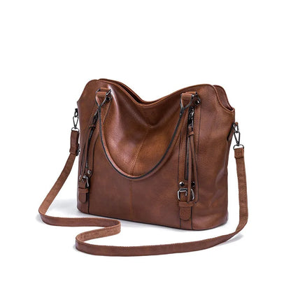 Women's PU Leather Tote Bag with Crossbody Strap & Wristlet Purse