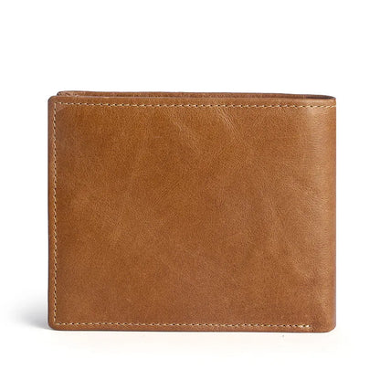 Retro Oil Waxed Leather Men S Wallet Genuine Leather Rfid Multi-Slot Wallet