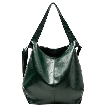 Retro Big Beach Tote Bag Casual Large Capacity Shoulder Crossbody Bags Shopper Pu Leather Handbags