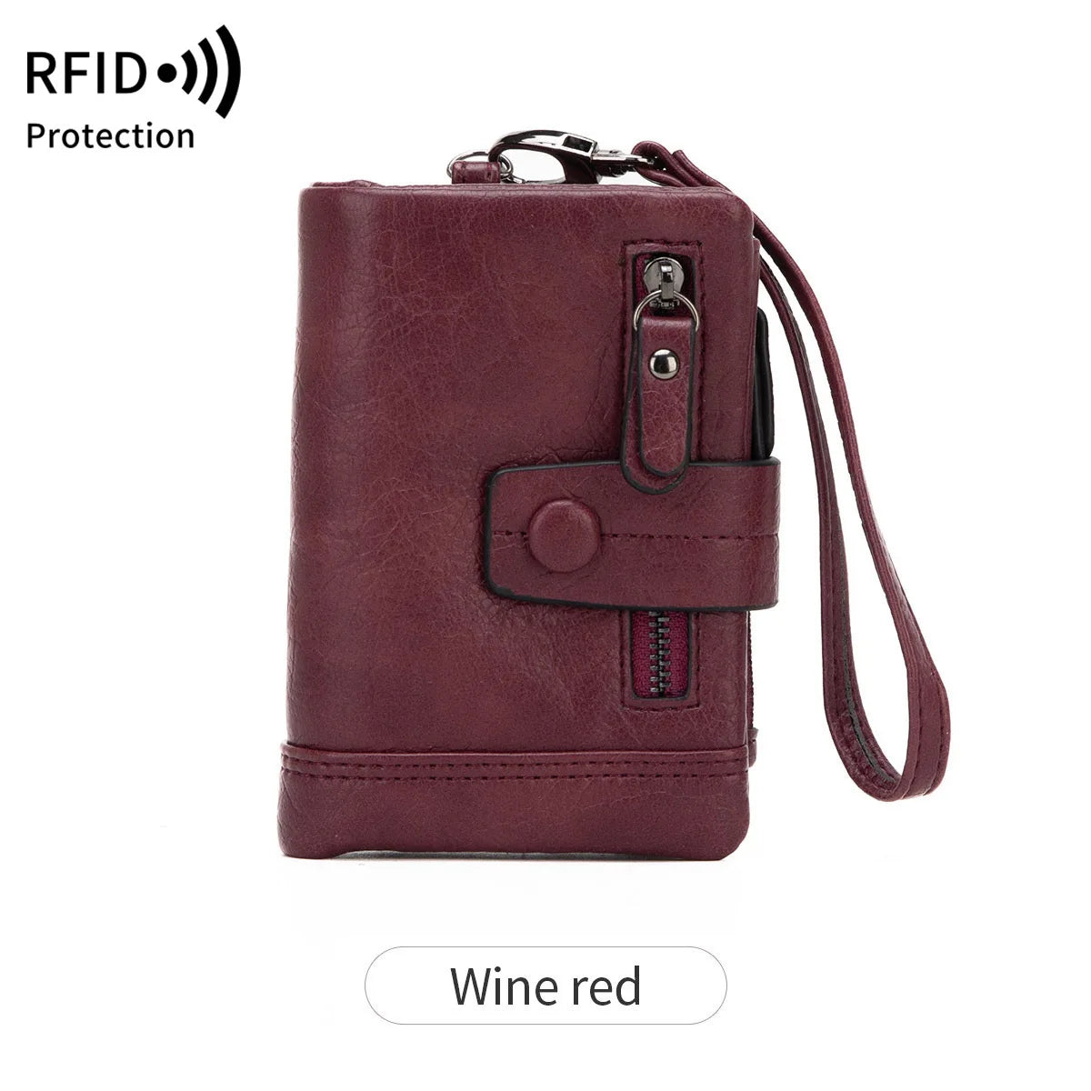 RFID ladies purse PU zipper clasp handheld multi-function three-fold short pocket change pocketbook