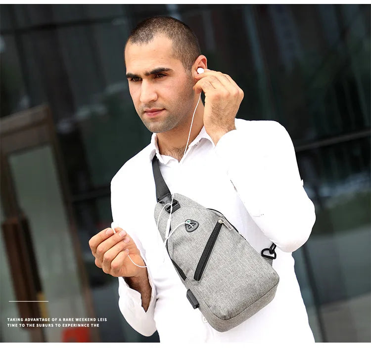 Simple Men S Chest Bag Trendy Cool Shoulder Crossbody Multi-Function Large Capacity Waterproof
