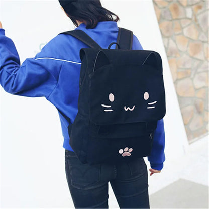 Japanese Stupid Cute 3d Cat Large Capacity Book Bag