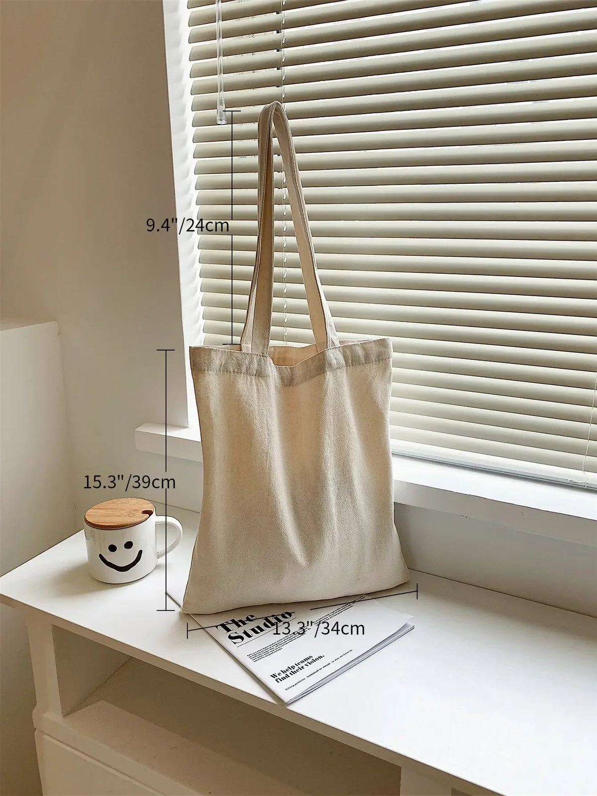 Casual Fashionable Letter Printed Canvas Handbag Large Capacity Single Shoulder Shopping Bag