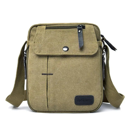 Men S Casual Crossbody Bag Wear-Resistant Canvas Shoulder Bag Large-Capacity Outdoor