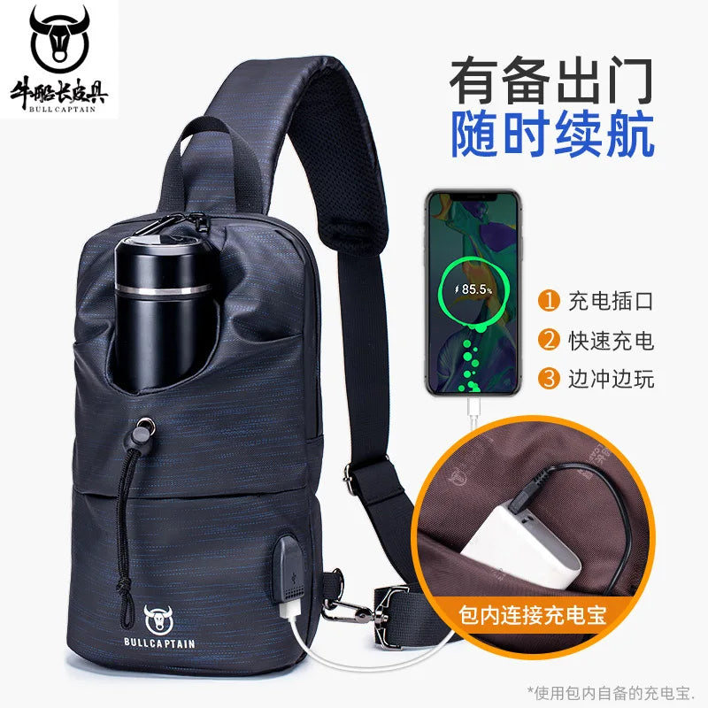 Oxford Cloth Wear-Resistant Kettle Chest Bag Men S Shoulder Crossbody Large Capacity Multi-Function