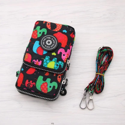 Multi Pattern Printed Crossbody Phone Bag Lightweight Nylon Purse Adjustable Strap Mini Shoulder