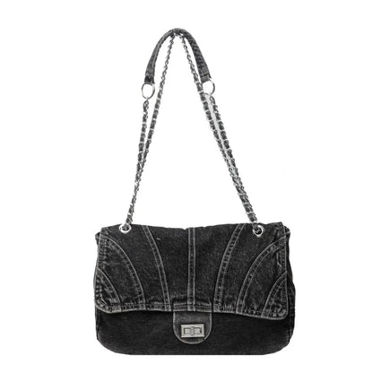 Denim Buckle Women S Large-Capacity Casual Crossbody Bag Student Commuting Tote Bag
