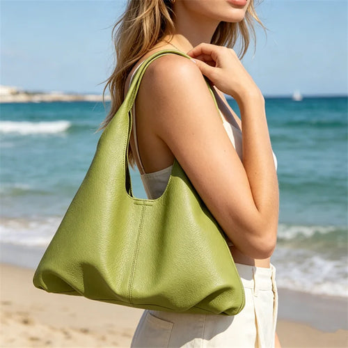 Oversized Soft Leather Hobo Tote Bag Spacious Stylish Versatile Handbag Armpit Shoulder Bags